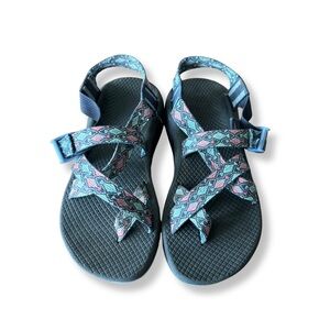 Chaco Z/Cloud Sandals Women’s Size 6 Teal Geometric Strap Comfort Hiking Sandals